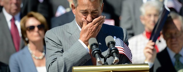 New attack ad compares House Speaker John Boehner to a crying baby. (The Washington Post via Getty Images)