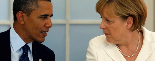 President Barack Obama and German Chancellor Angela Merkel during a dinner at the Charlottenburg palace in Berlin on June 19 (AFP Photo/Michael Sohn)