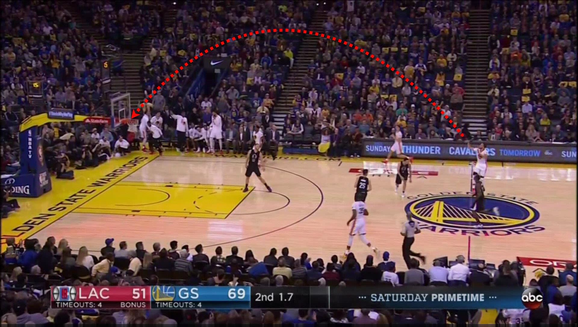Stephen Curry hit a half-court shot at the halftime buzzer against the Clippers1920 x 1088
